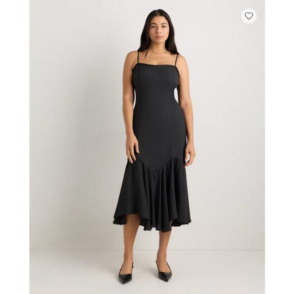 Quince Dresses & Skirts - Quince Lightweight Crepe Pleated Hem Midi Dress True Black Size L NWOT